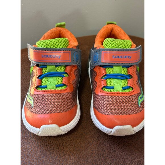 SAUCONY FLASH GLOW LITTLE KIDS' TODDLER SIZE 6 HOOK & LOOP ANTI-ODOR ORANGE - Picture 3 of 10